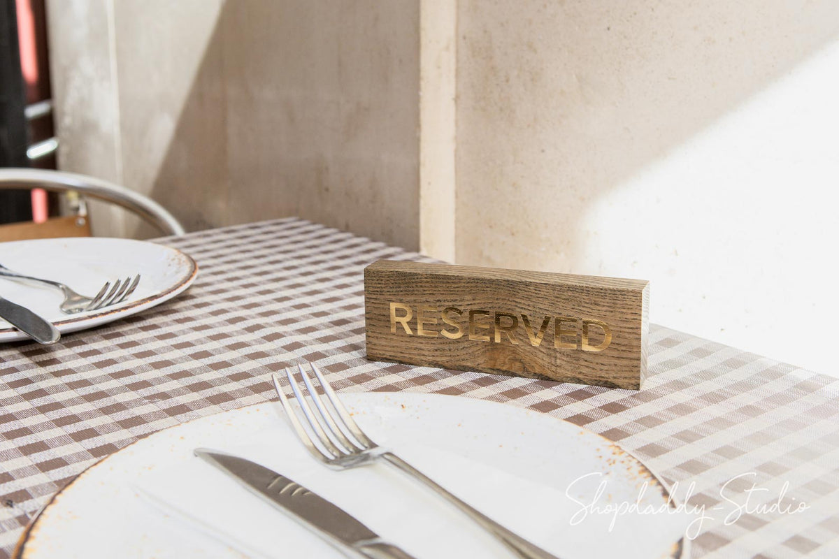 Custom Wooden Reserved Sign With Gold Debossing for wedding