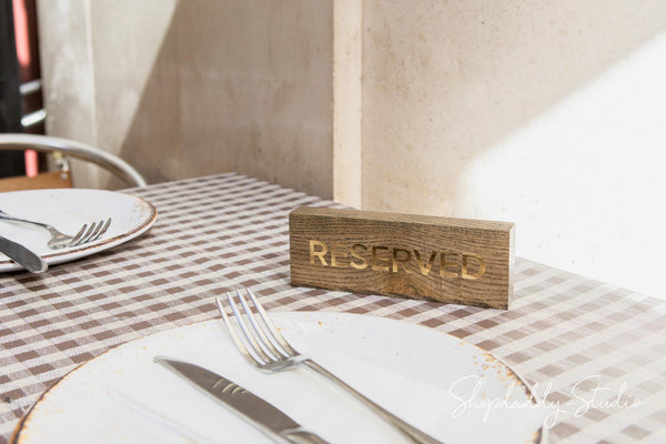 Custom Wooden Reserved Sign With Gold Debossing for wedding