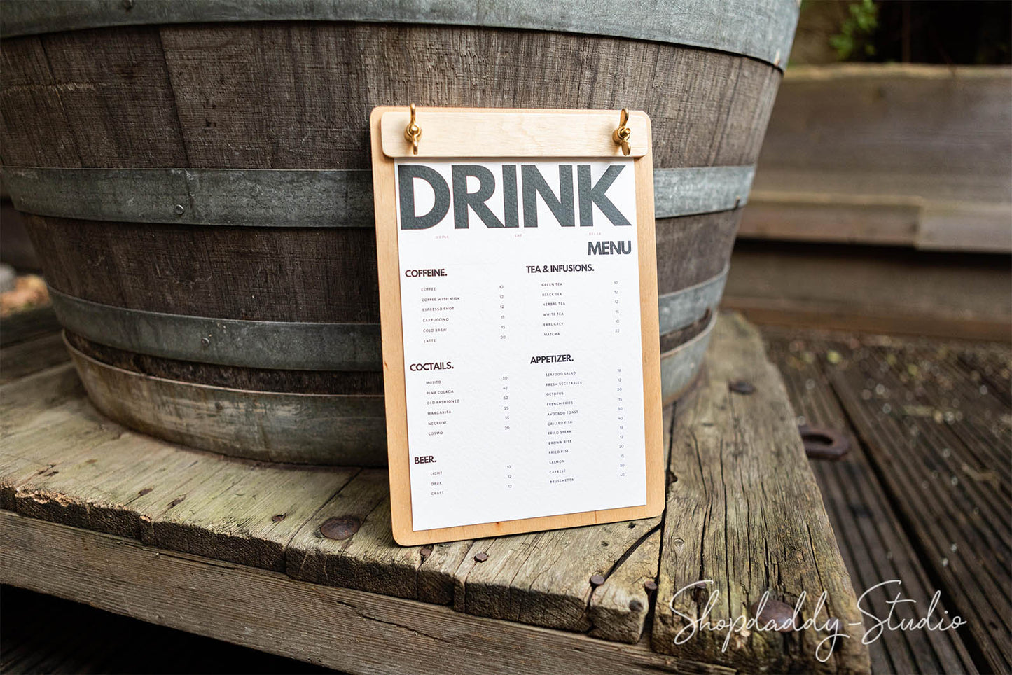 Custom wood menu holder 