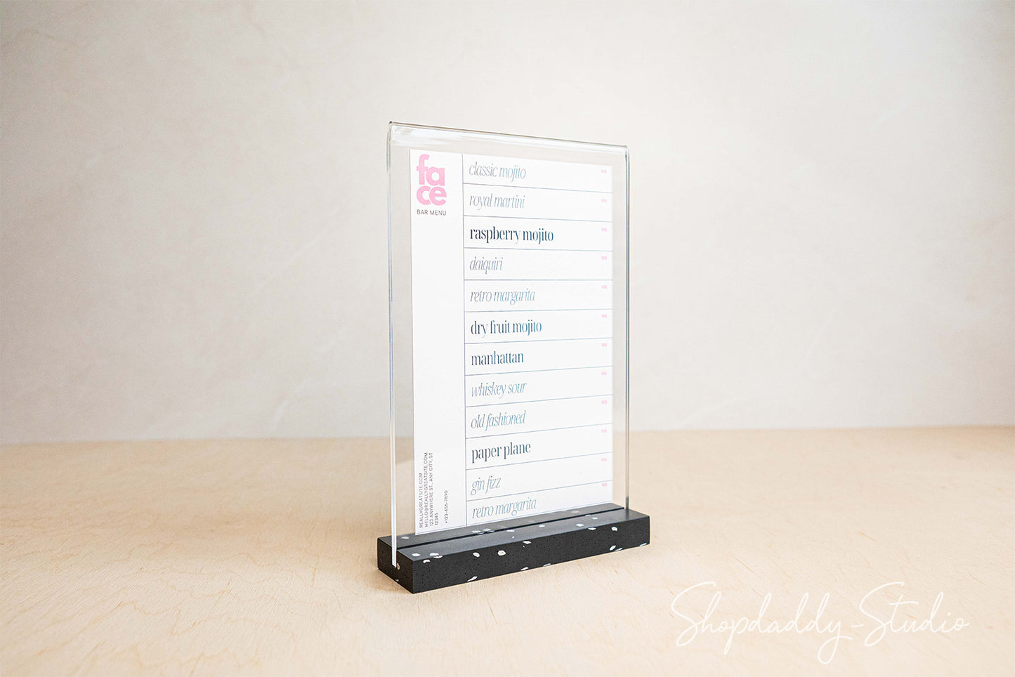Customizable Acrylic Tabletop Menu Holder for restaurant