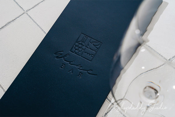 Dark Blue Double Leather Holder with Corners For cocktail menu