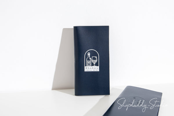 Dark Blue Italian Leather Check Presenter with Pen Loop for Professional Service