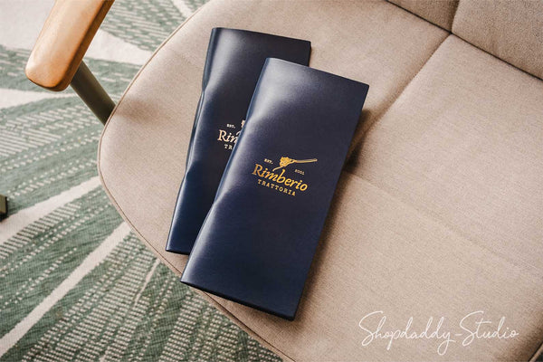 Dark Blue Leather Binderview Menu Cover