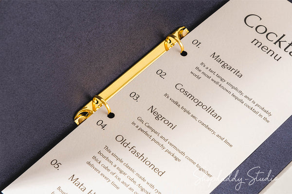 Dark Blue Leather Binderview Menu Cover for bar
