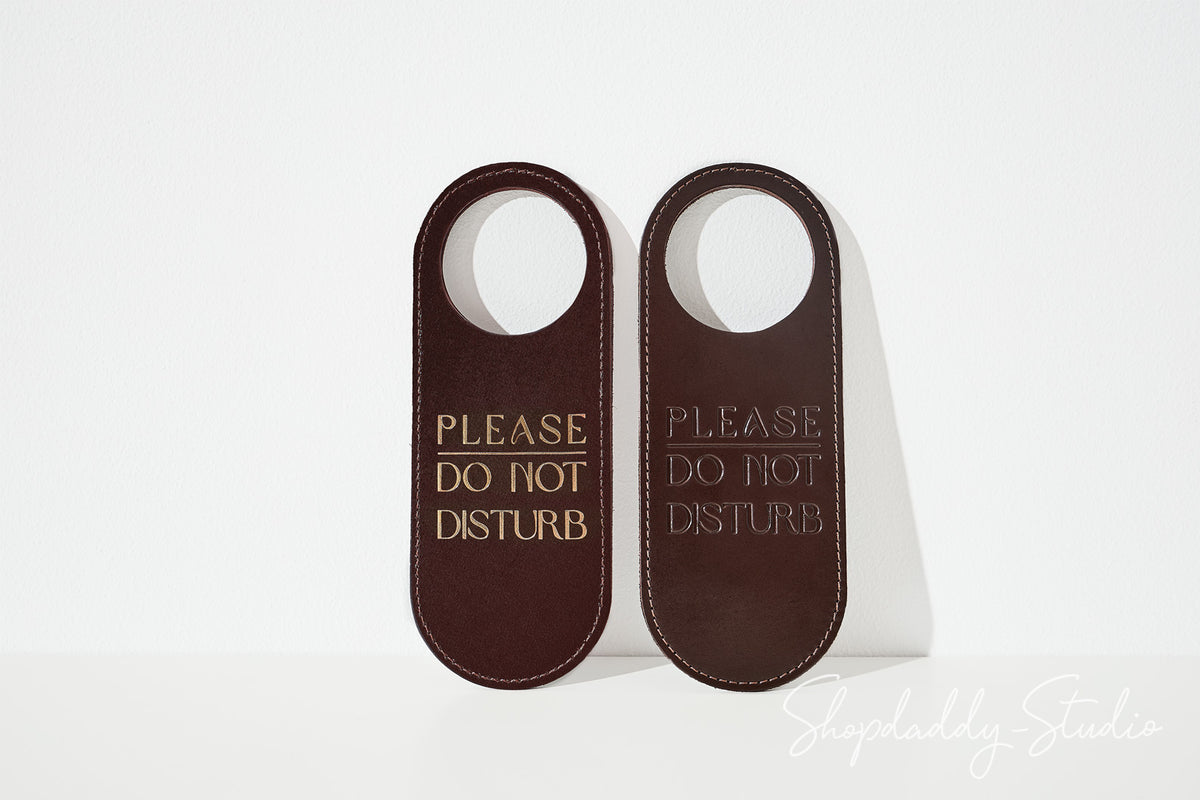 Dark Brown Do Not Disturb Door Sign with Custom Debossing