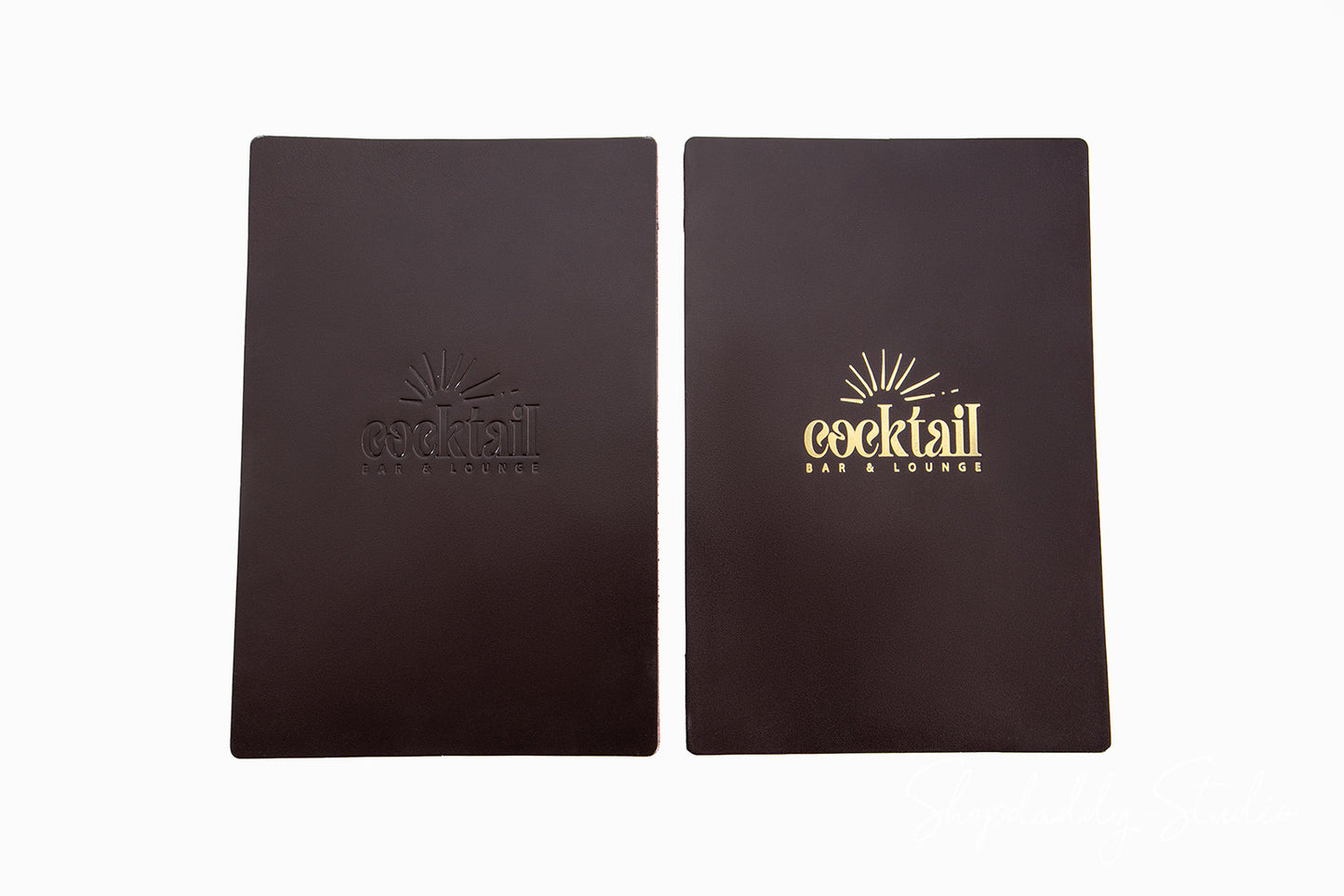 Dark Brown Double Leather Holder with Corners with Custom Logo
