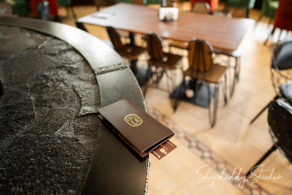 Dark Brown Italian Leather Bill Presenter With Card Pocket