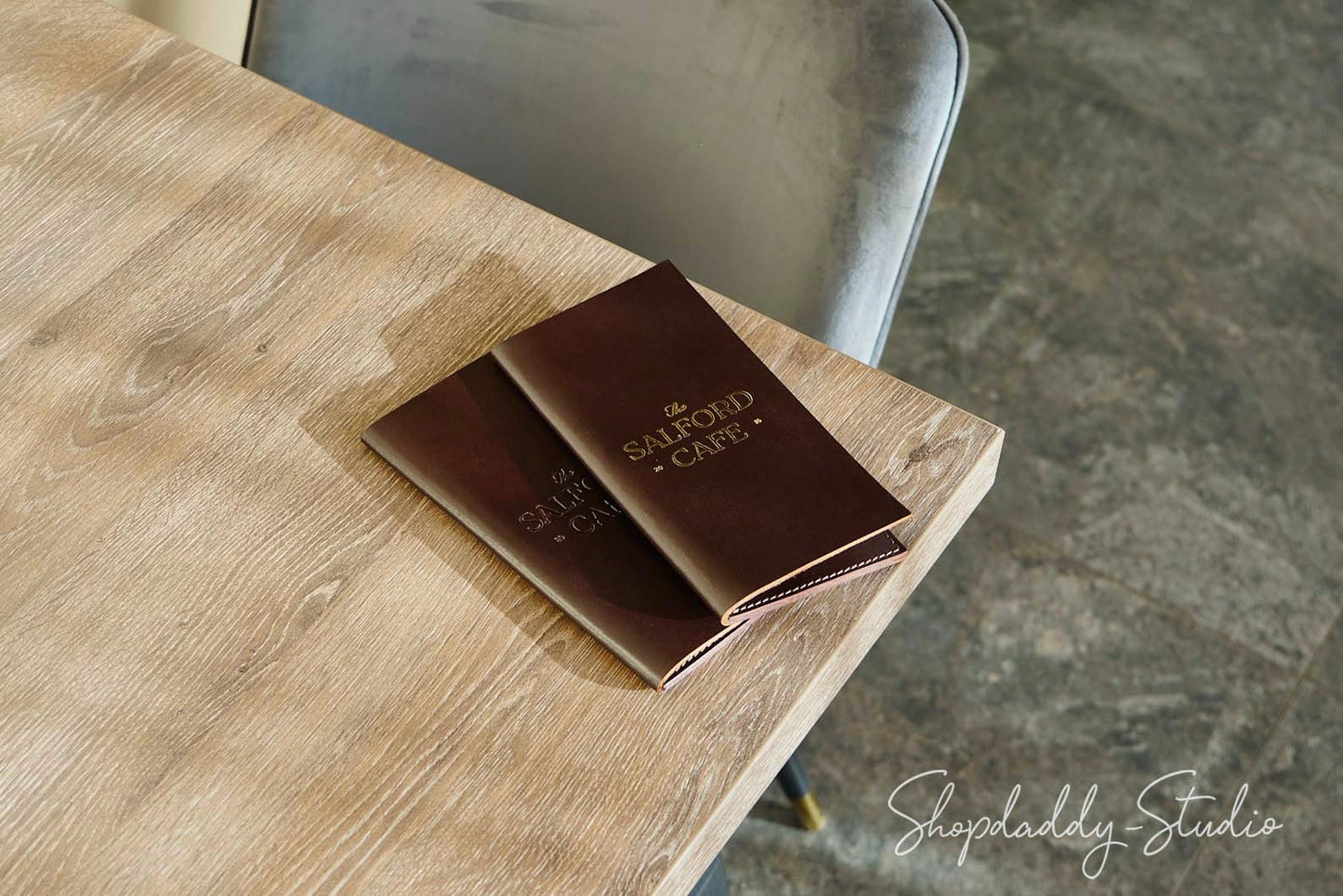 Dark Brown Italian Leather Check Holder for bar