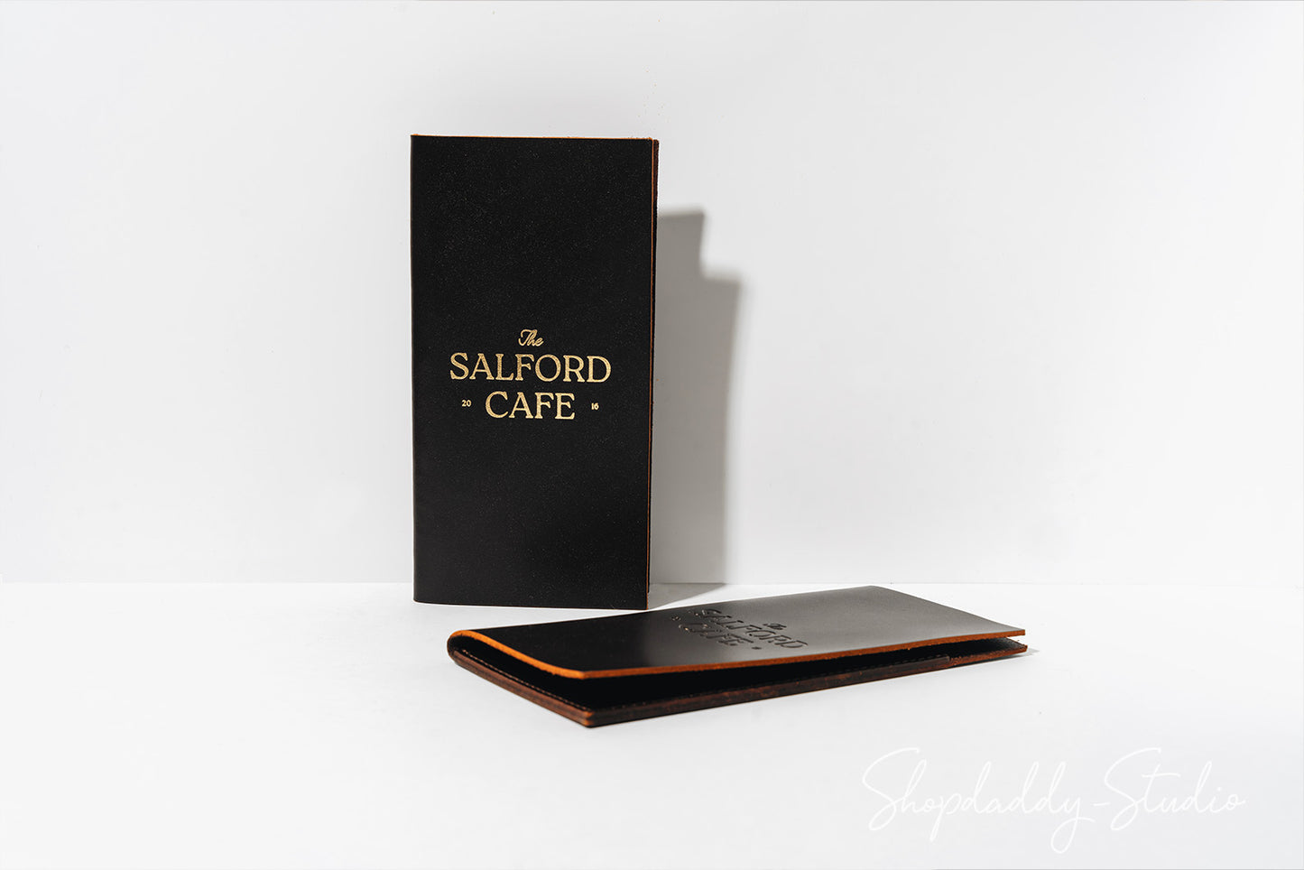 Dark Brown Italian Leather Check Holder for cafe
