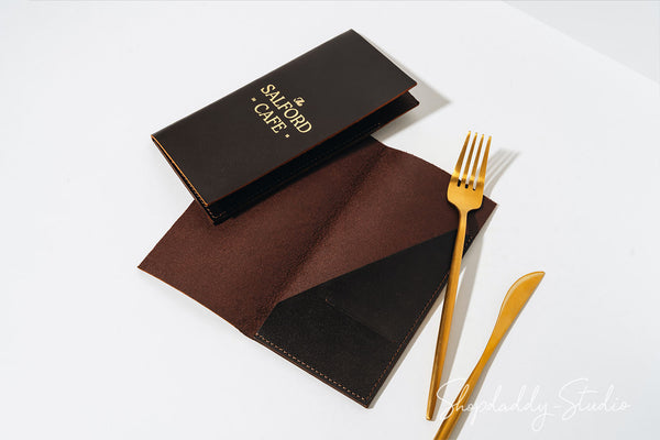 Dark Brown Italian Leather Check Holder for restaurant