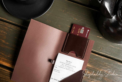 Dark Brown Italian Leather Check Presenter With Card Pocket for restaurant