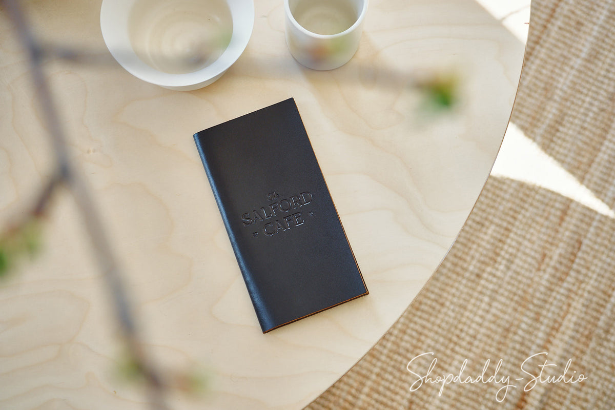 Dark Brown Italian Leather Server Book for bar