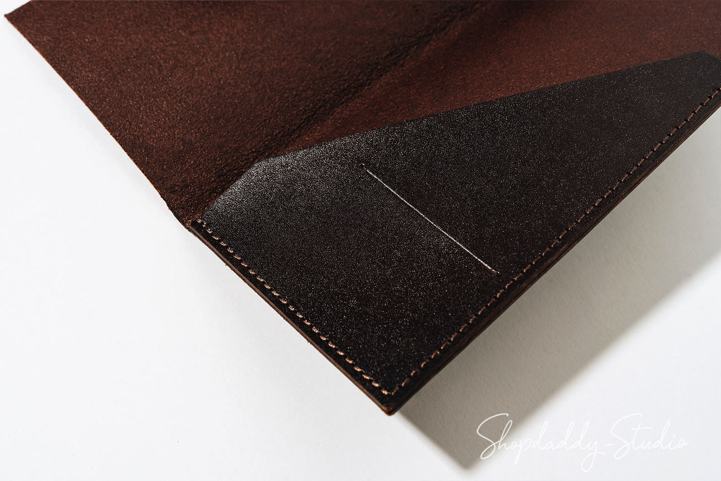 Dark Brown Italian Leather Serving Booklet for cafe