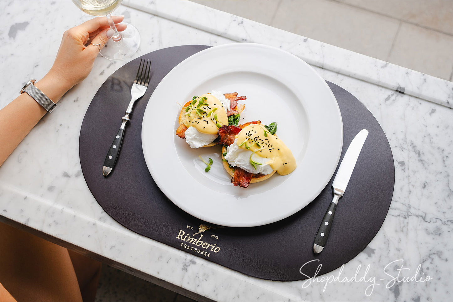 Dark Brown Thick Leather Oval Table Dining Placemat
