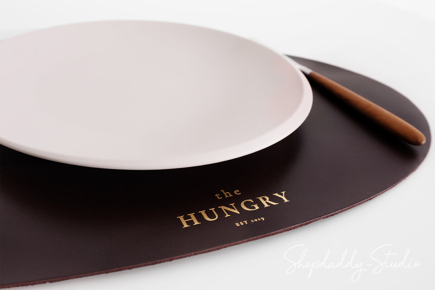 Dark Brown Thick Leather Pebble Table Dining Placemat for Fine Dining