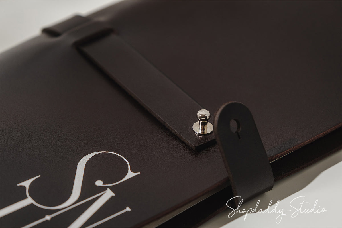 Dark brown thick leather menu cover, ideal for adding a touch of luxury to any dining experience