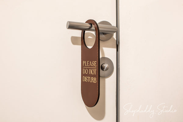 Do Not Disturb Door Hanging Leather Sign with logo