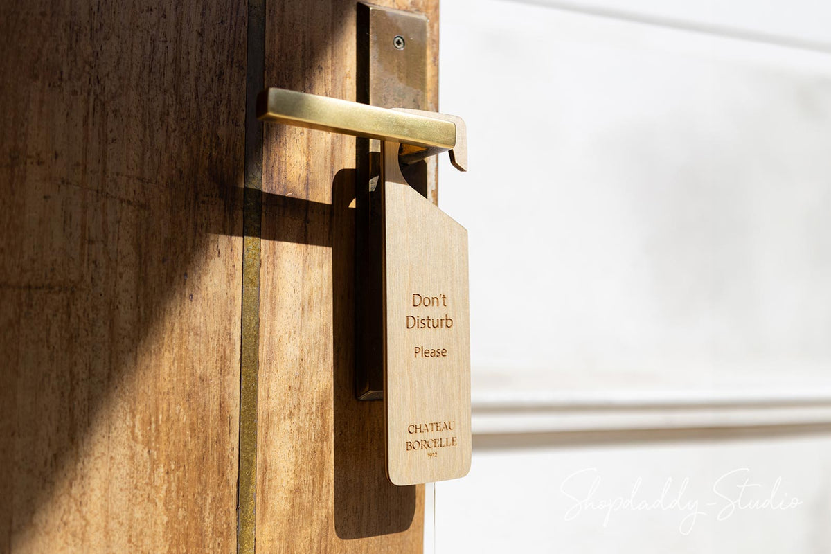 Double-Sided Wooden Door Hanger for hotel