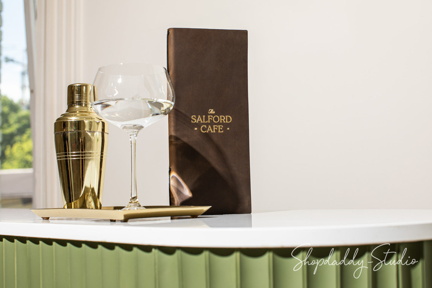 Double Leather Menu Cover with Corners and logo