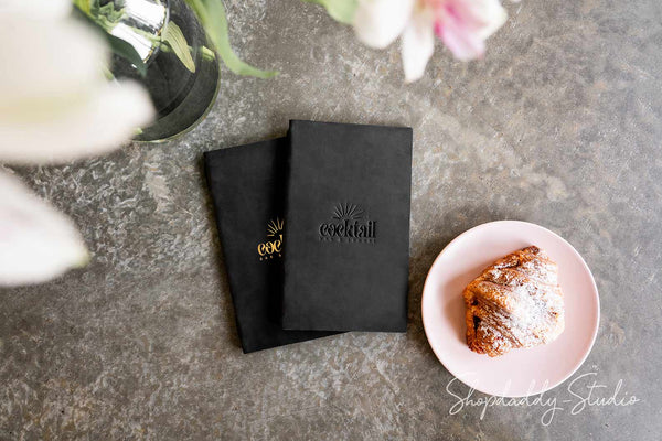 Double Leather Menu Cover with Elastic Band