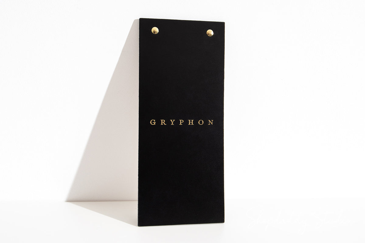 Double Leather Menu Holder with Brass Plank with gold logo