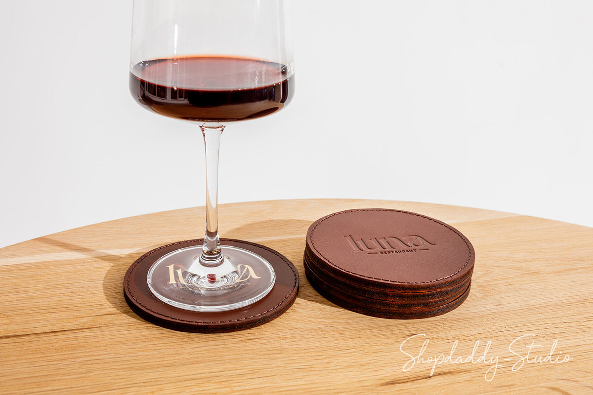 Doule Leather Coasters with Stitching
