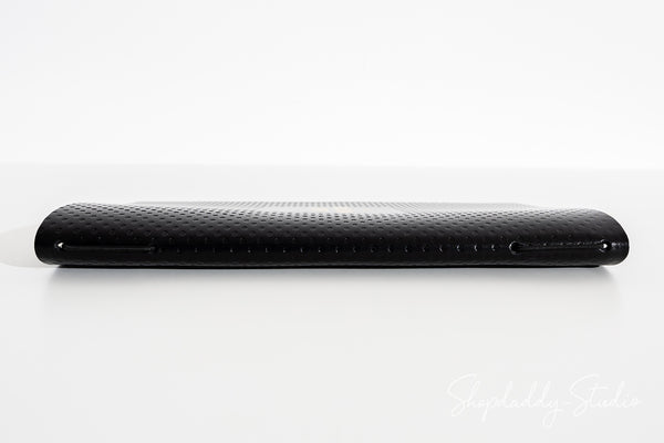 Durable Black Leather Menu Cover with Perforated Pattern