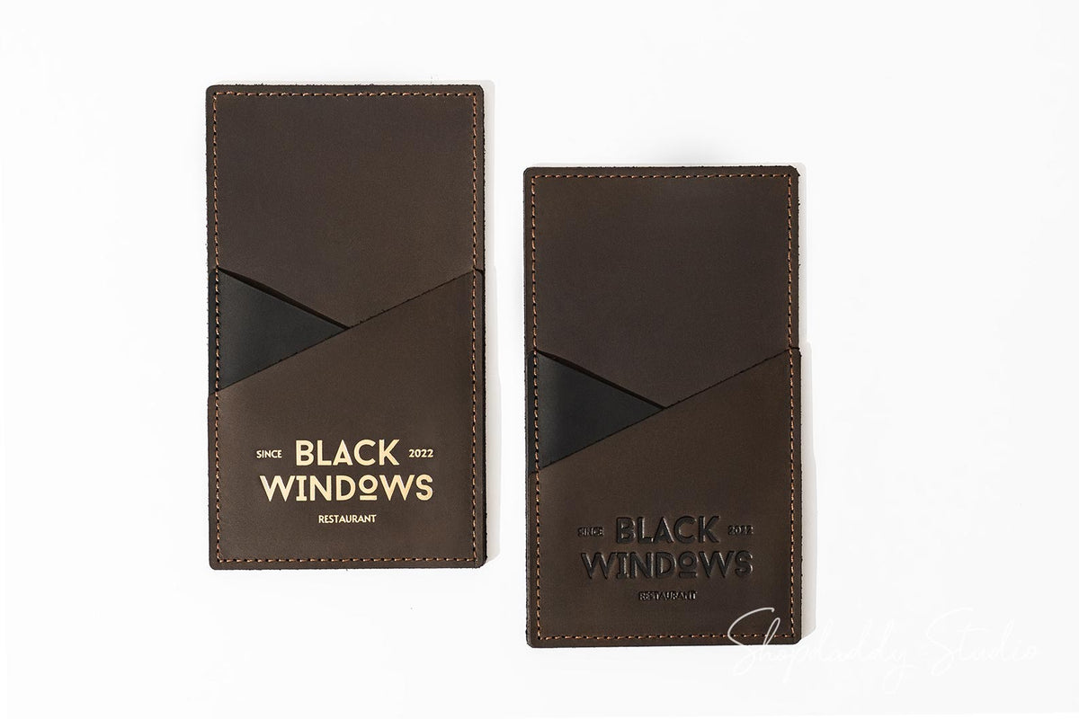 Durable Chocolate Leather Bill Holder with Diagonal Slip Pocket