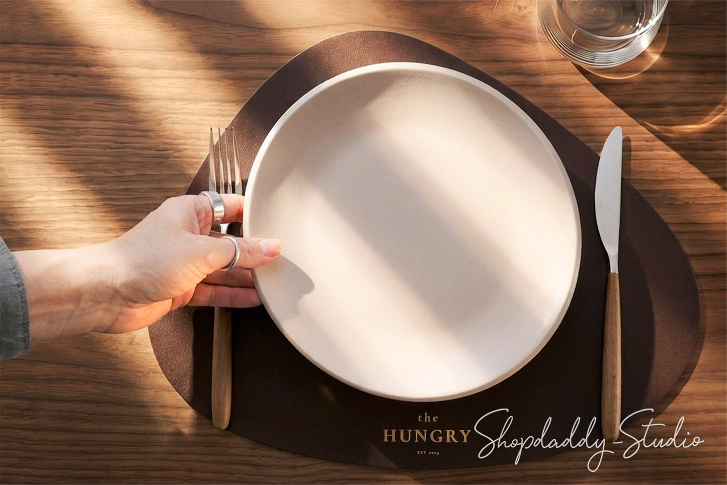 Durable Dark Brown Thick Leather Pebble Table Dining Placemat