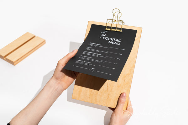 Durable Lacquer Straight Wooden Table Stand with Golden Binder