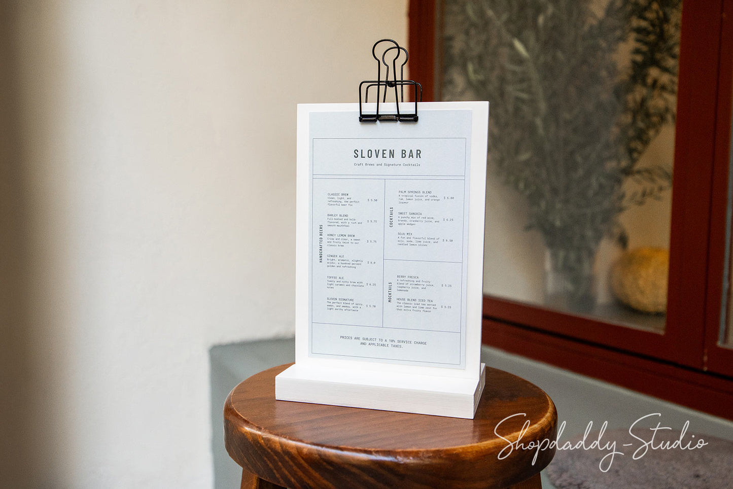 Durable White Straight Wooden Table Stand With Black Binder