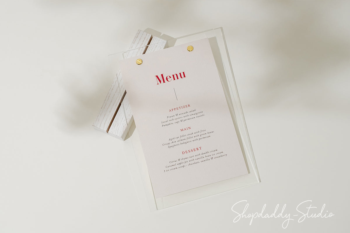 Durable White Wooden/Acrylic Table Menu Stand