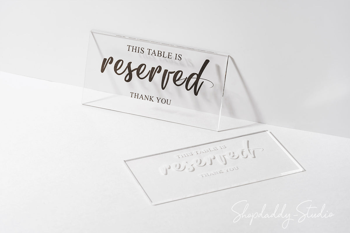 Elegant Acrylic Reservation Sign With Cube Wooden Stand for bar