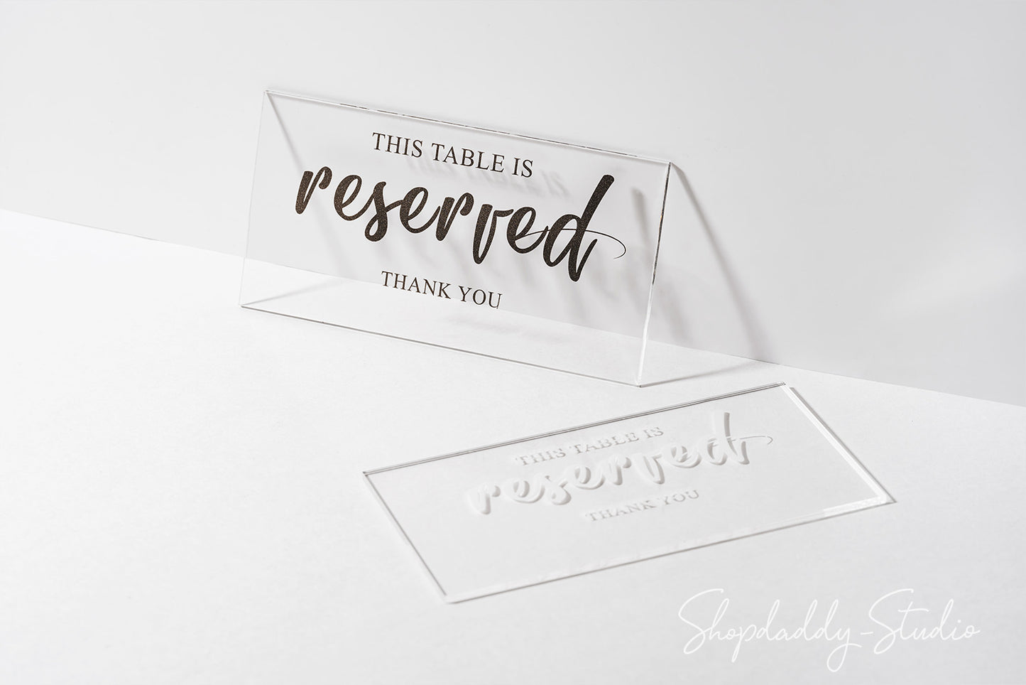 Elegant Acrylic Reservation Sign With Cube Wooden Stand for bar