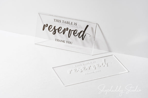 Elegant Acrylic Reservation Sign With Cube Wooden Stand for bar