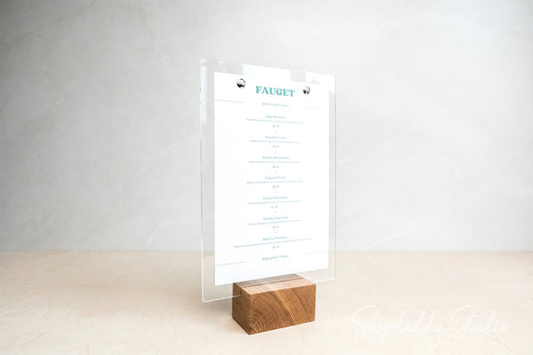 Elegant Acrylic Table Top Display with wood Base