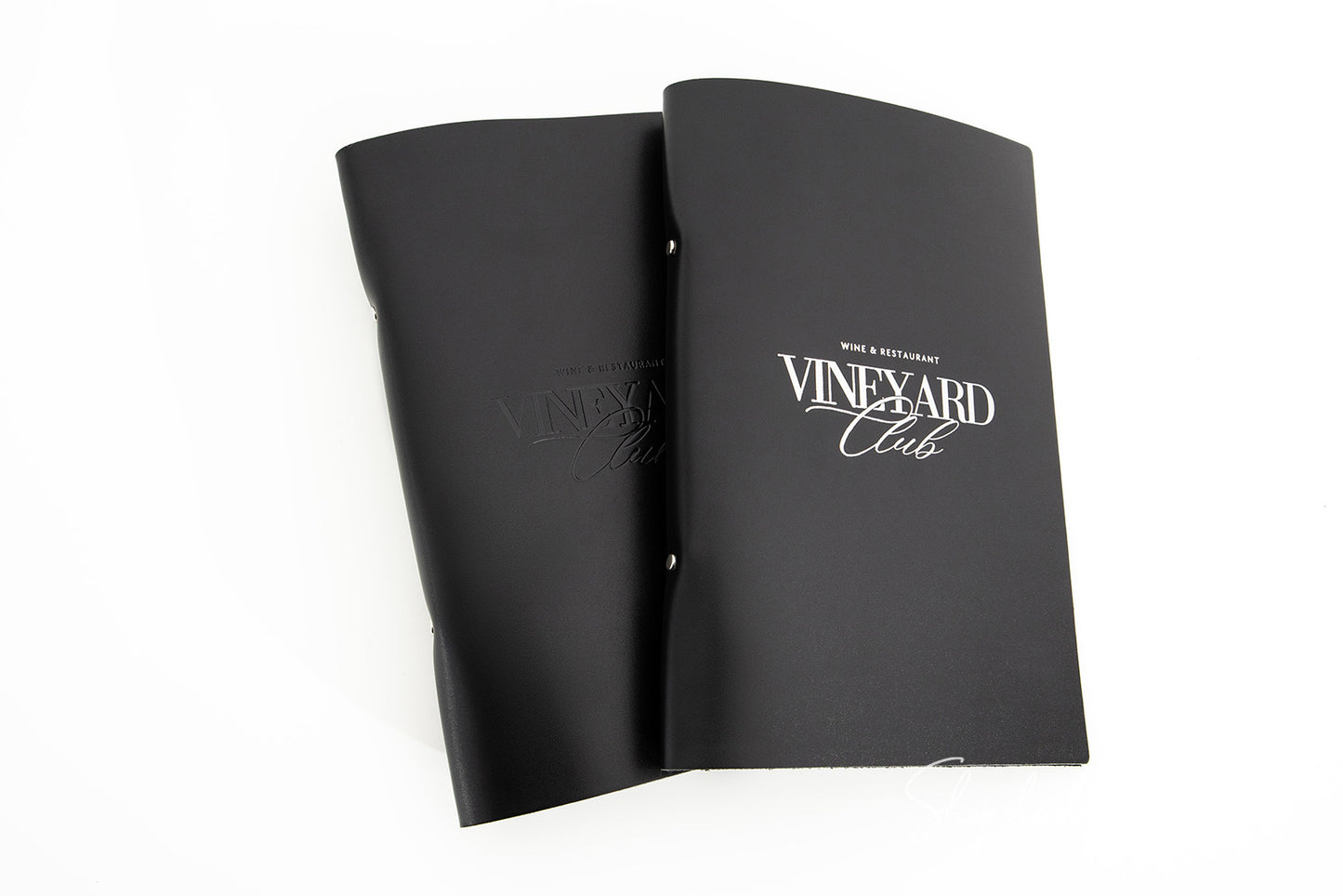 Elegant Black Leather Menu Cover with Rings Mechanism with logo