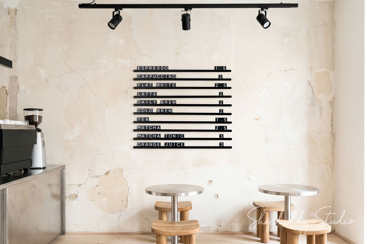 Elegant Black Wall Menu PVC Letter Board for Restaurants