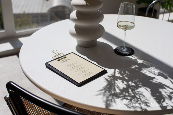 restaurant Black Menu Holder with Golden Binder with logo