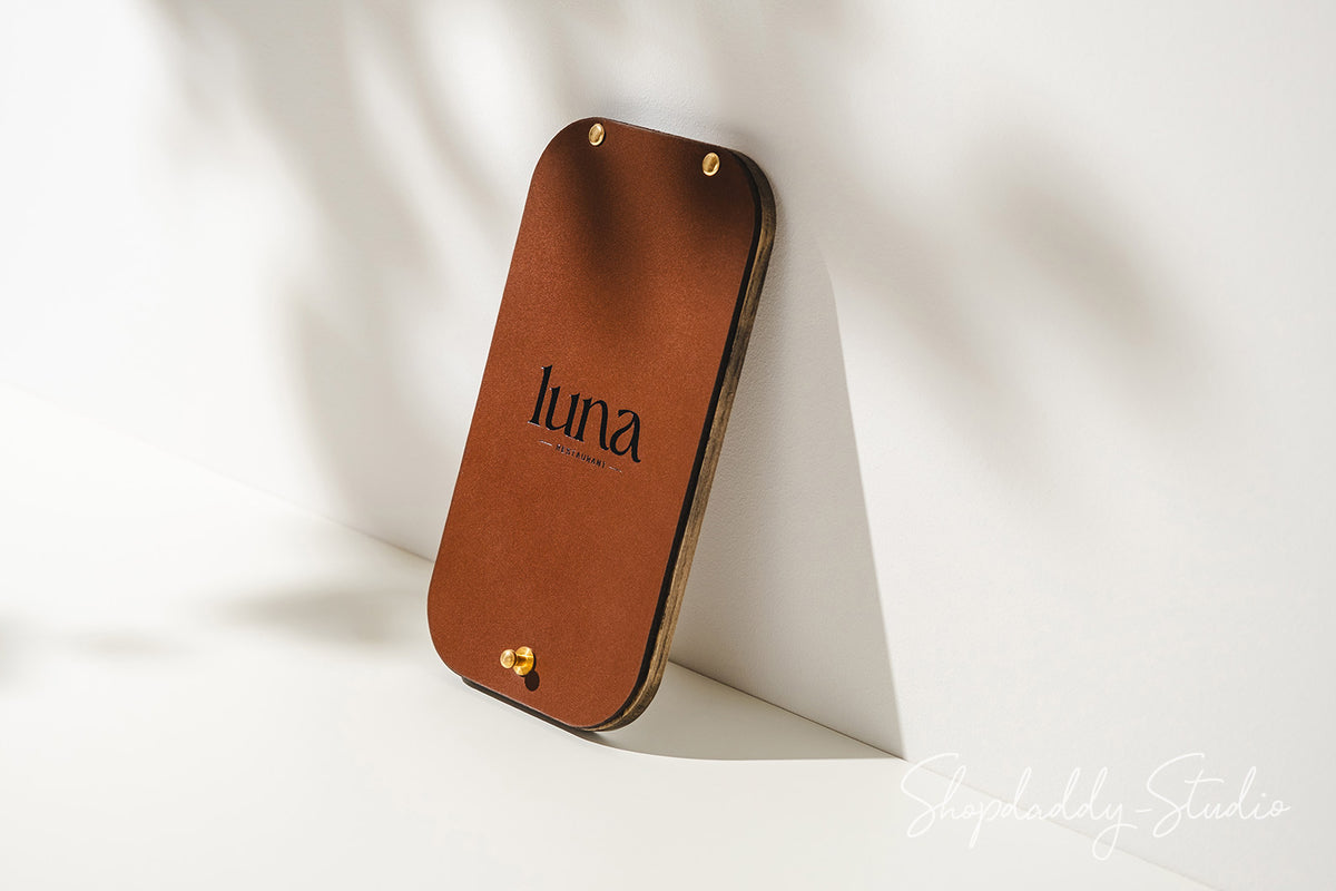 Elegant  Custom Brown Leather / Ashwood Check Holder for restaurant