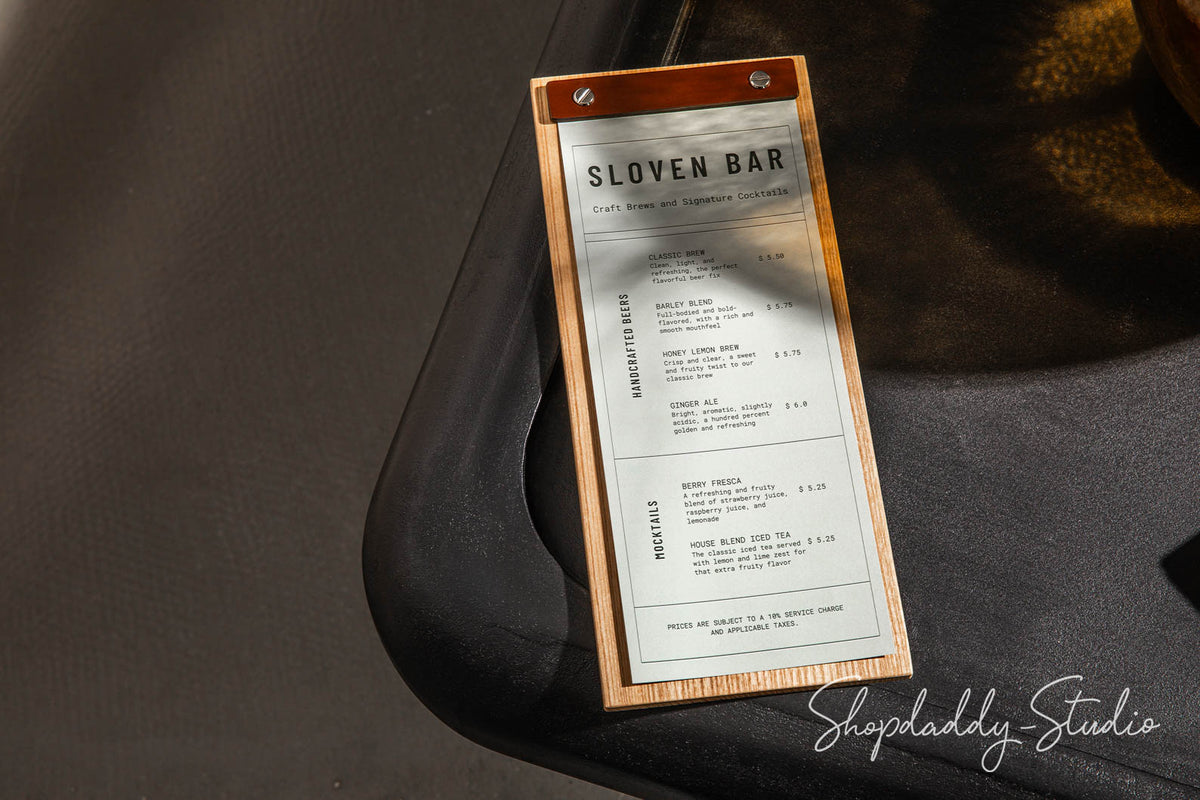 Elegant Lacquer Menu Holder With Leather Plank