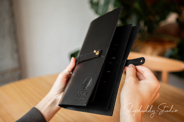 Elegant Leather Menu Cover With Belt For Restaurant 
