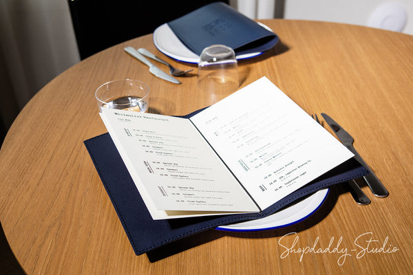 Elegant Menu Cover with Stitching and Elastic Band