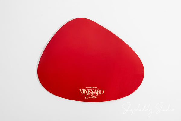 Elegant Red Thick Leather Pebble Table Dining Placemat 