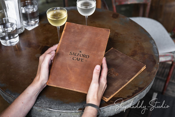 Elegant Rusty Double Leather Menu Cover with Corners
