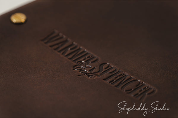 Elegant Rusty Leather Menu Cover with with Brass Bolt