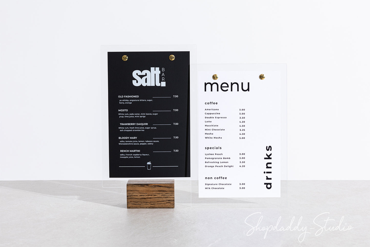 Elegant Table Top Display with wood Base