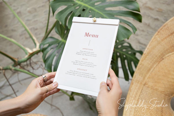 Elegant White Plywood Menu Board with Brass Screw
