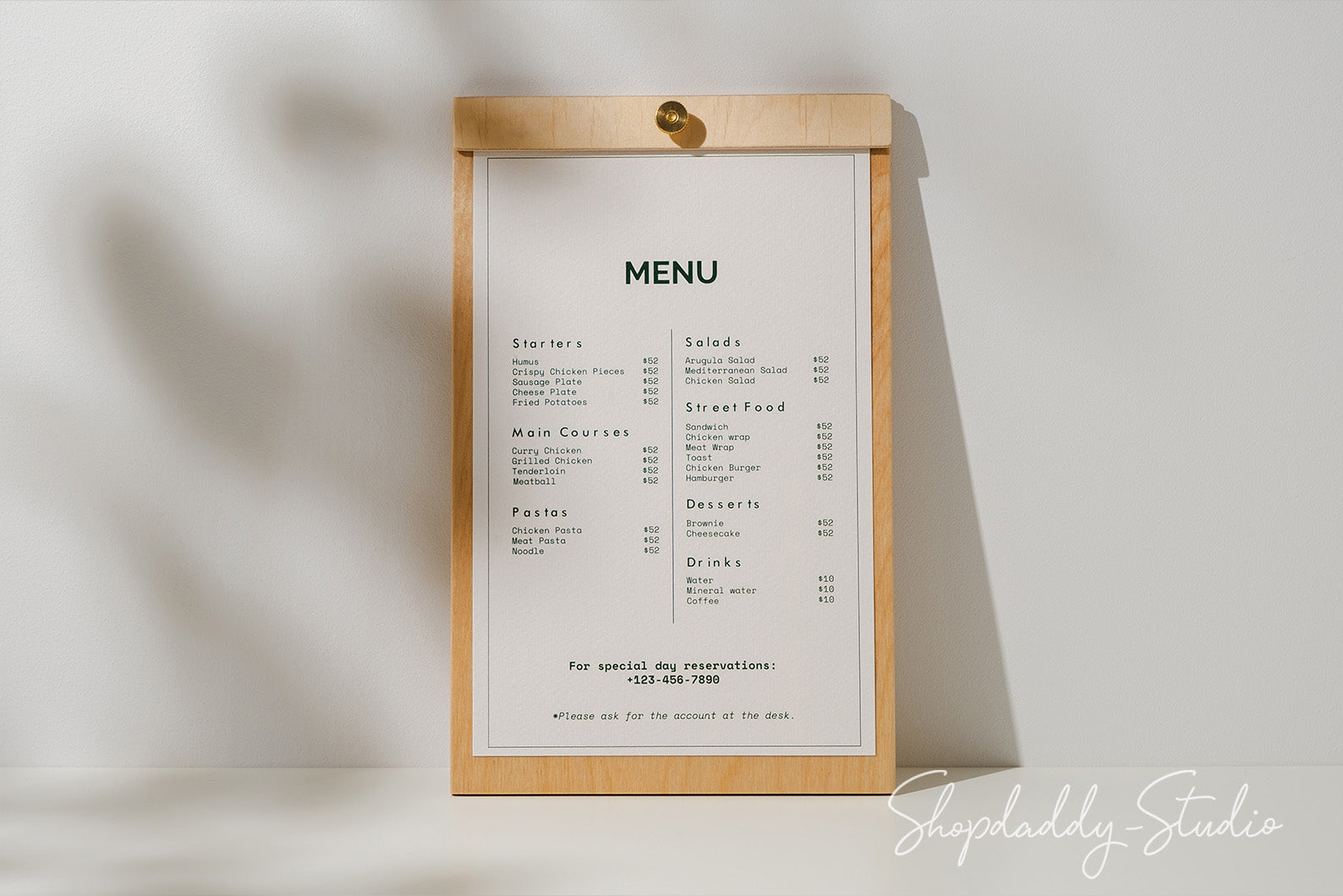 Matt Lacquer Plywood Menu Board with Brass Screw – Shopdaddy-Studio