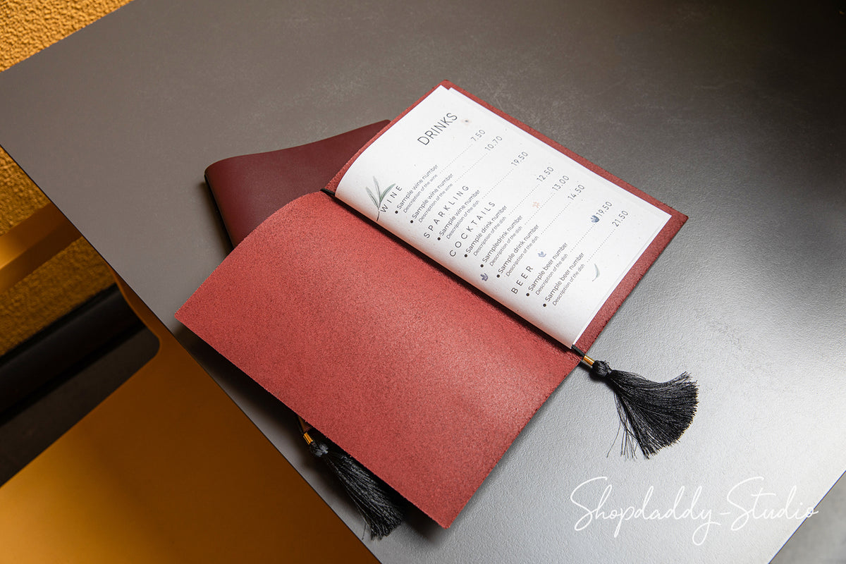 Purple Thick Leather Menu Cover with Tassel with your logo